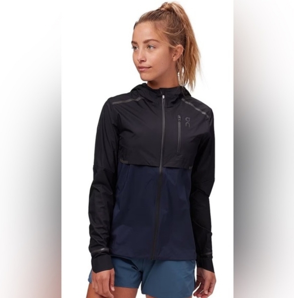 On Running Jackets & Blazers - On Cloud Running Weather Jacket Blue & Black Womens Medium